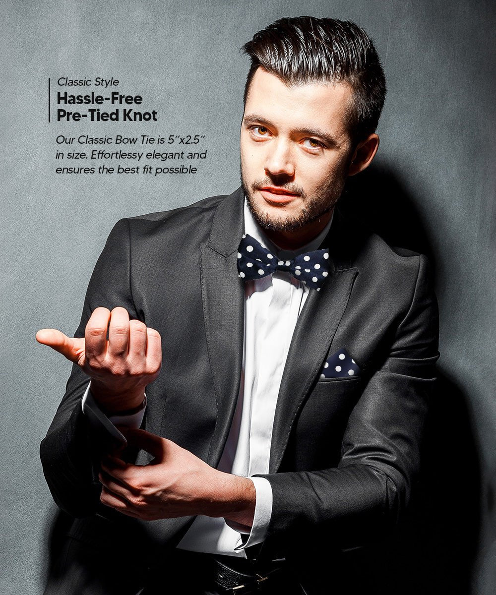 Vittorio Farina Polka Dot Bow Tie &amp; Pocket Square Multipacks - BH - PD - 3_BLUE - Classy Cufflinks