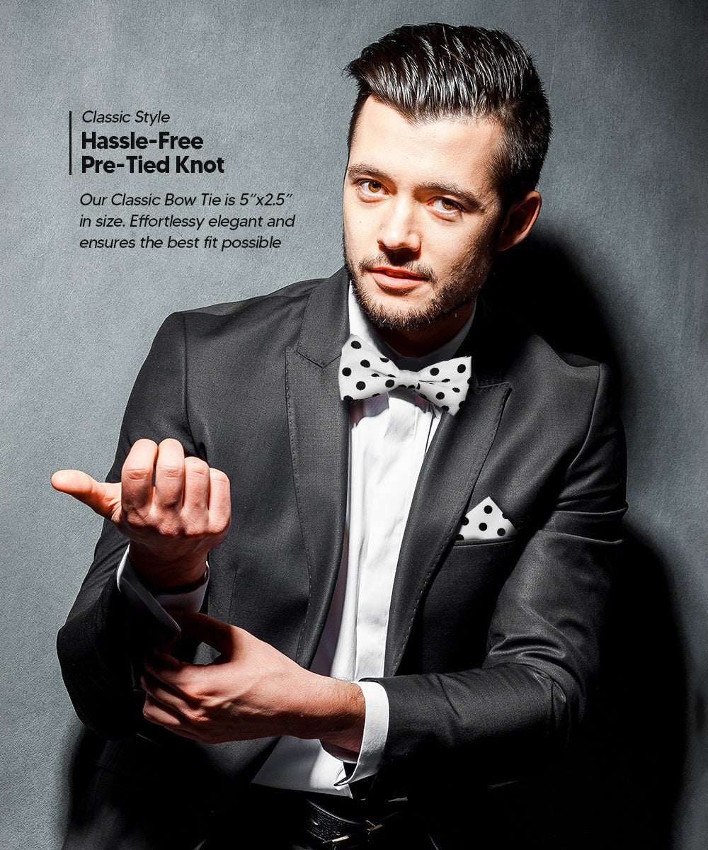 Vittorio Farina Polka Dot Bow Tie &amp; Pocket Square Multipacks - BH - PD - 3_WHITE - Classy Cufflinks