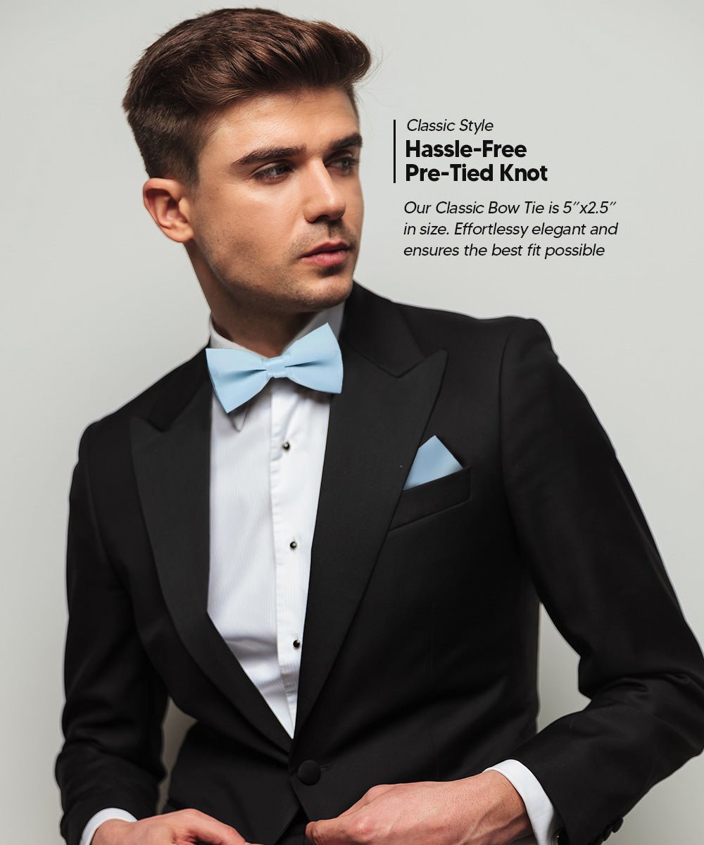 Vittorio Farina Classic Bow Tie &amp; Pocket Square Multipacks - BH - SOLID - 3_BLUE - Classy Cufflinks