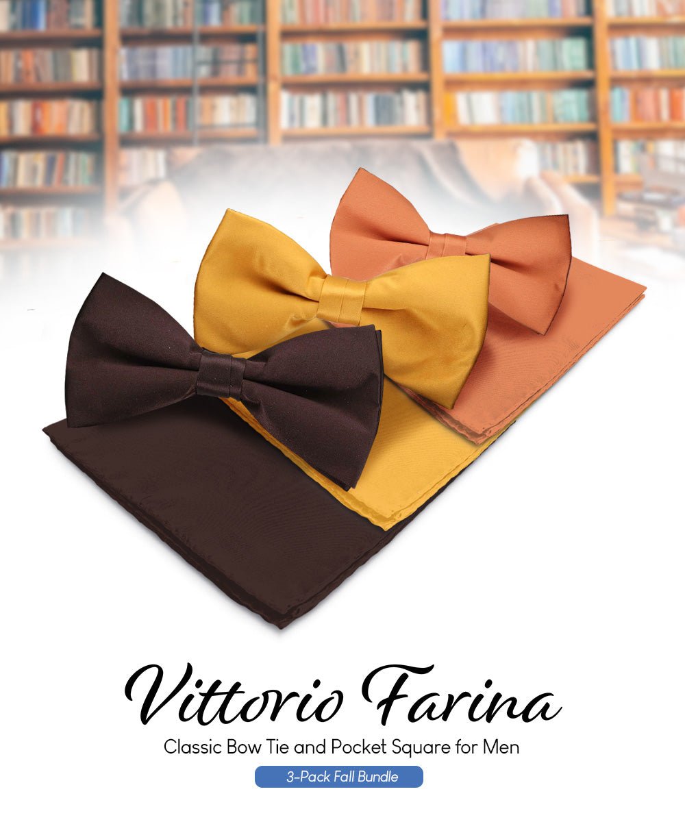 Vittorio Farina Classic Bow Tie &amp; Pocket Square Multipacks - BH - SOLID - 3_FALL1 - Classy Cufflinks