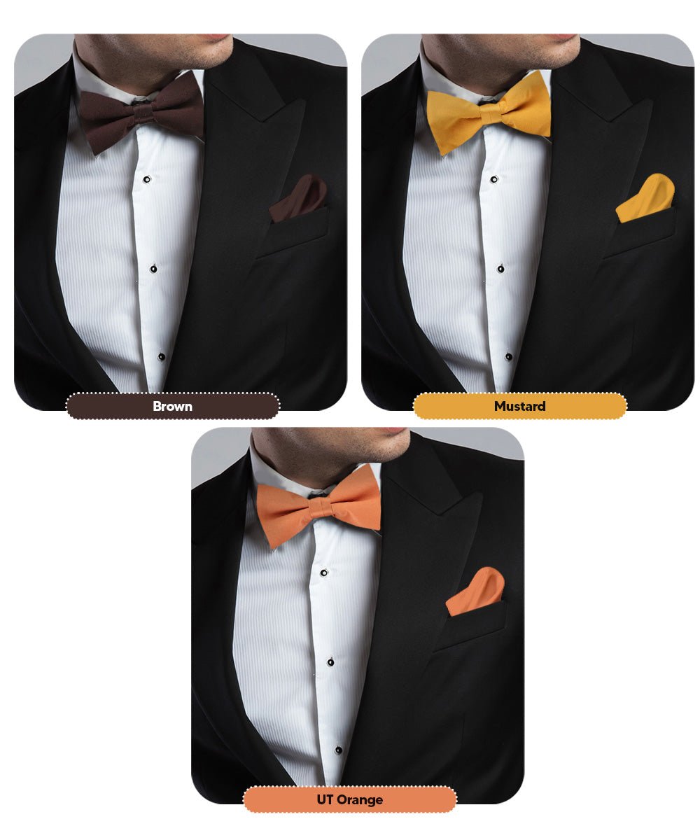 Vittorio Farina Classic Bow Tie &amp; Pocket Square Multipacks - BH - SOLID - 3_FALL1 - Classy Cufflinks