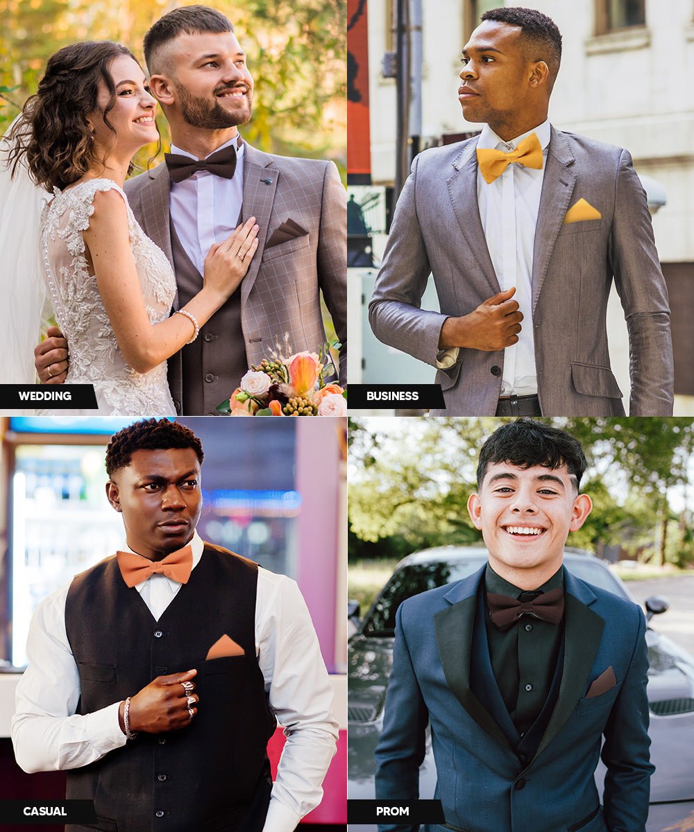 Vittorio Farina Classic Bow Tie &amp; Pocket Square Multipacks - BH - SOLID - 3_FALL1 - Classy Cufflinks