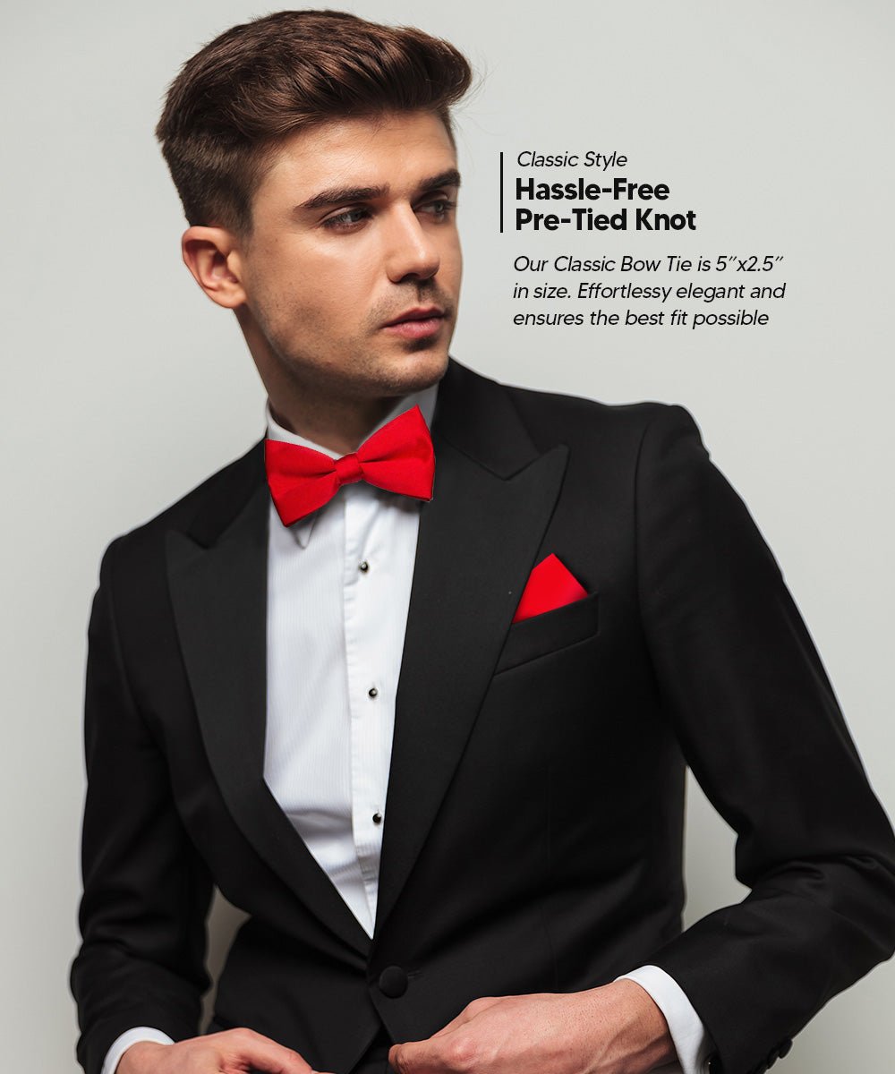 Vittorio Farina Classic Bow Tie &amp; Pocket Square Multipacks - BH - SOLID - 3_RED - Classy Cufflinks