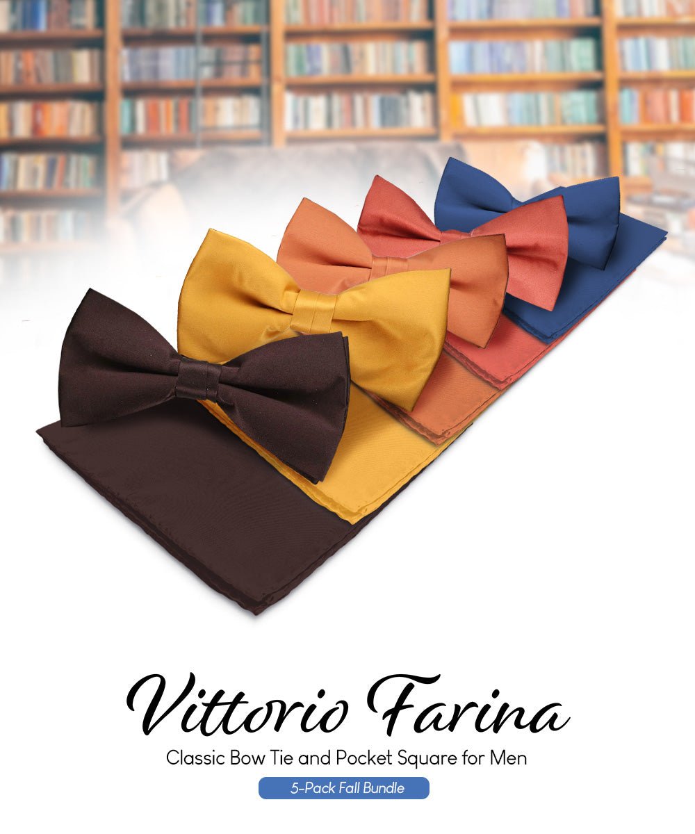 Vittorio Farina Classic Bow Tie &amp; Pocket Square Multipacks - BH - SOLID - 5_FALL1 - Classy Cufflinks
