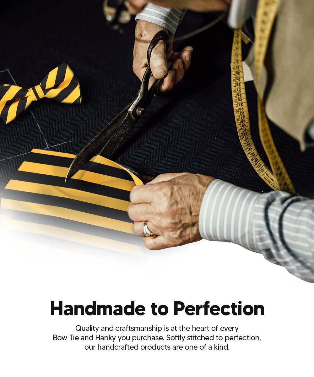 Vittorio Farina Striped Bow Tie &amp; Pocket Square Multipacks - BH - ST - 3_BLACK - Classy Cufflinks