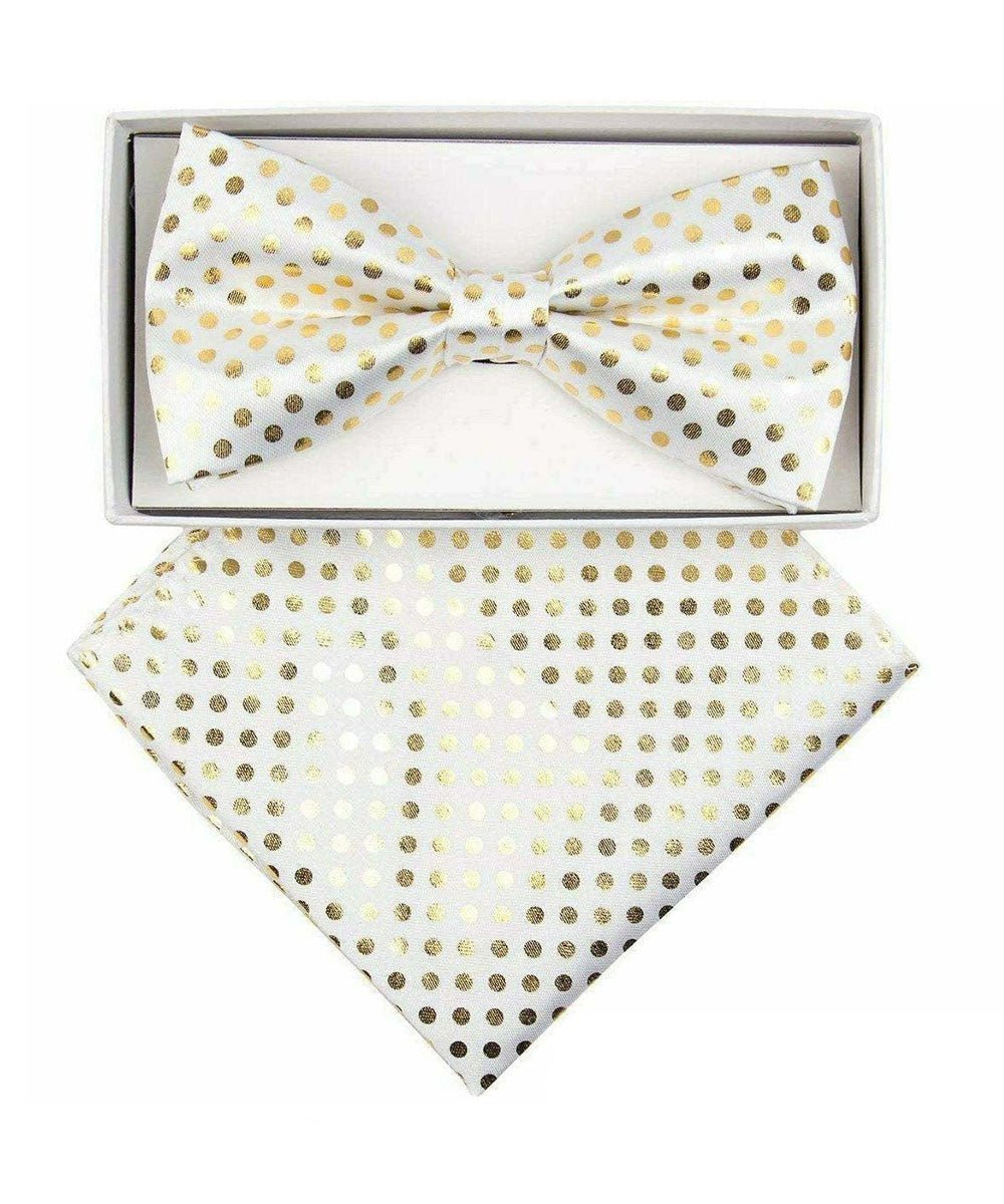 Vittorio Farina Men's Metallic Design Bow Tie &amp; Pocket Square in Gift Box - bhm - 002 - Classy Cufflinks
