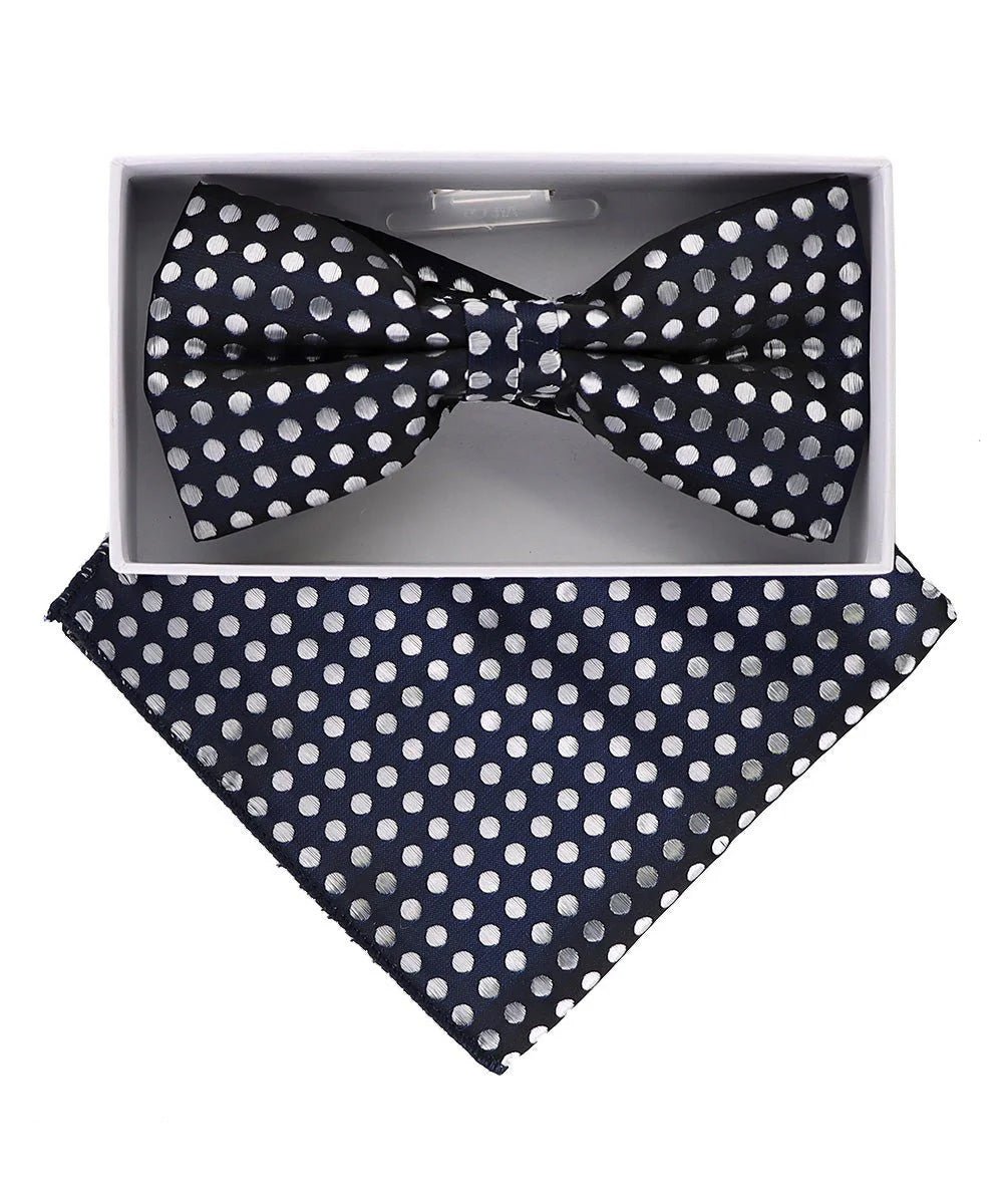 Vittorio Farina Men's Metallic Design Bow Tie & Pocket Square in Gift Box - bhm - 004 - Classy Cufflinks