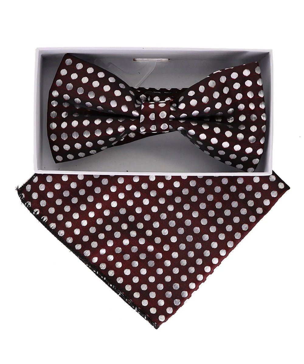 Vittorio Farina Men's Metallic Design Bow Tie &amp; Pocket Square in Gift Box - bhm - 005 - Classy Cufflinks