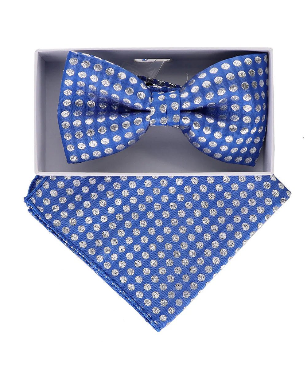 Vittorio Farina Men's Metallic Design Bow Tie &amp; Pocket Square in Gift Box - bhm - 006 - Classy Cufflinks