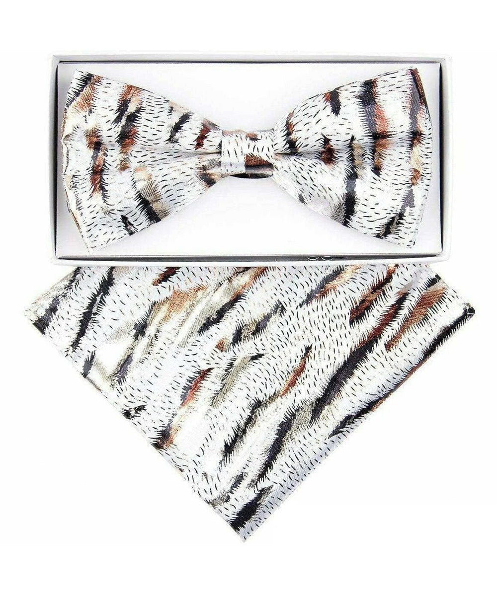 Vittorio Farina Men's Metallic Design Bow Tie & Pocket Square in Gift Box - bhm - 013 - Classy Cufflinks