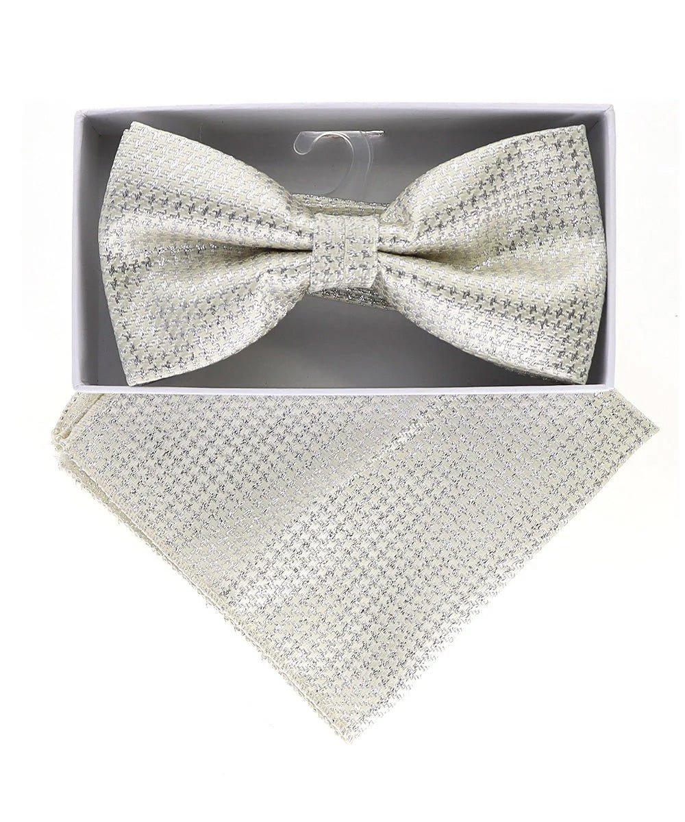Vittorio Farina Men's Metallic Design Bow Tie & Pocket Square in Gift Box - bhm - 061 - Classy Cufflinks