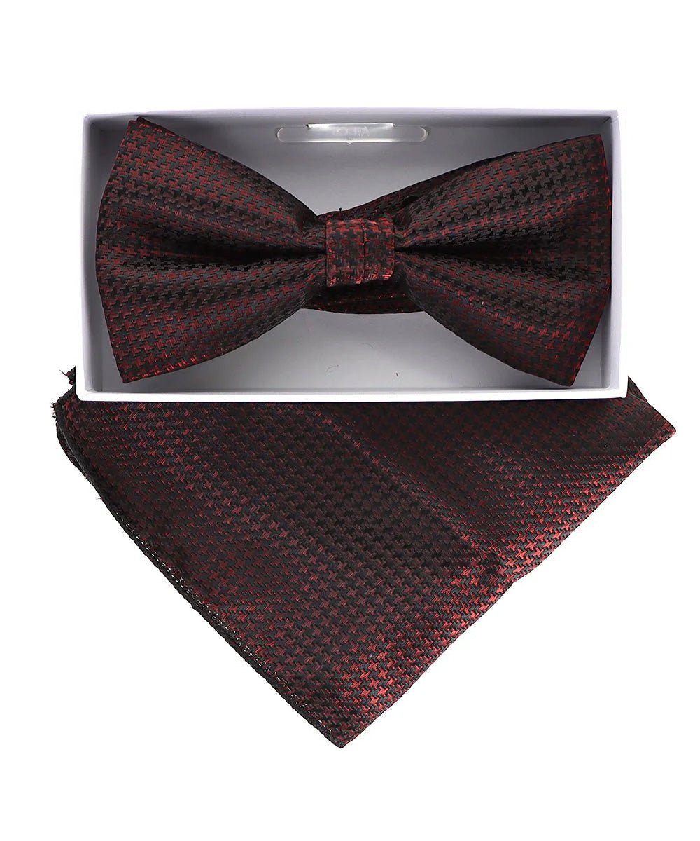 Vittorio Farina Men's Metallic Design Bow Tie & Pocket Square in Gift Box - bhm - 063 - Classy Cufflinks