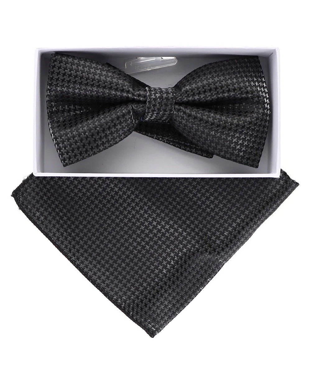 Vittorio Farina Men's Metallic Design Bow Tie & Pocket Square in Gift Box - bhm - 064 - Classy Cufflinks