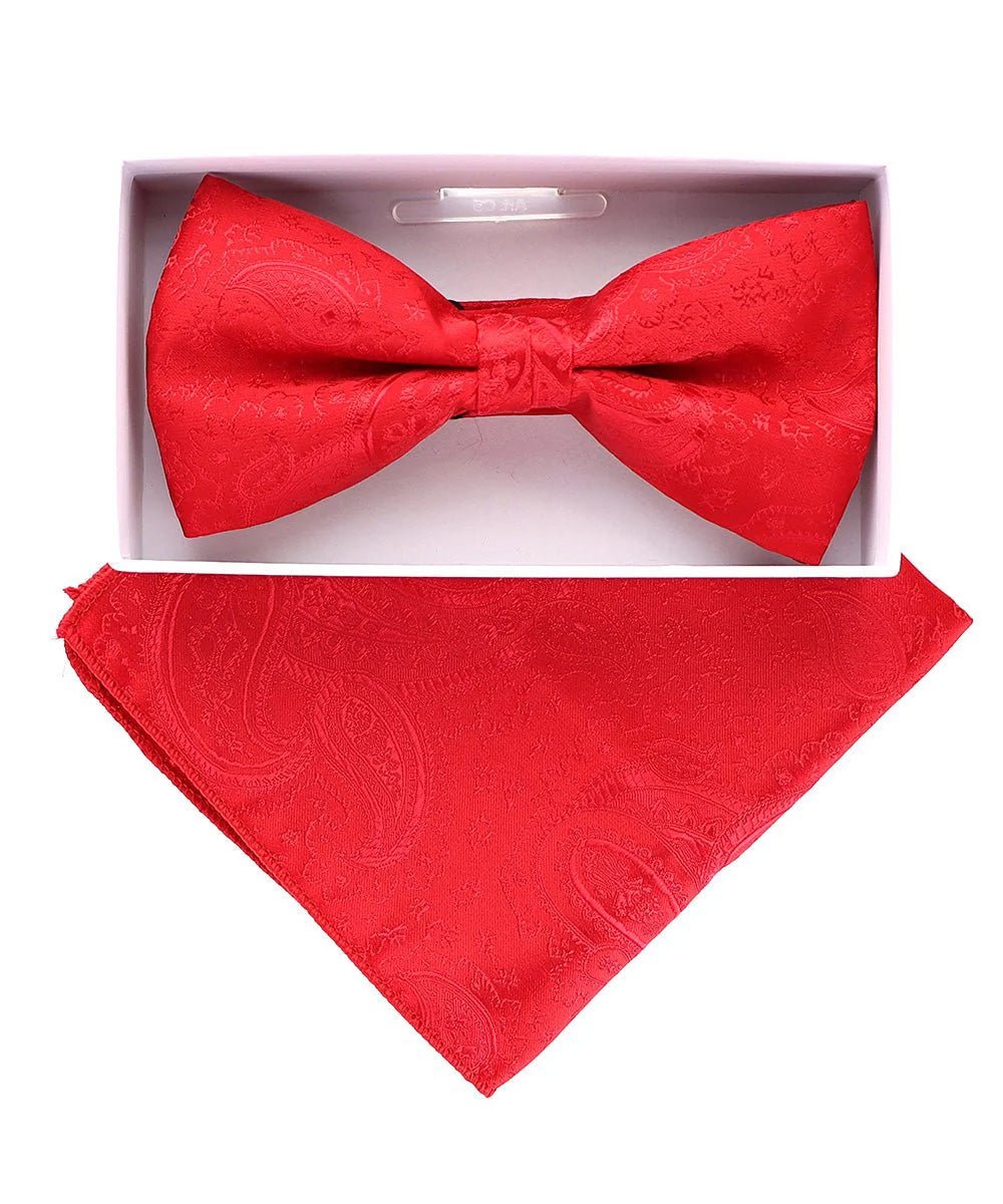 Vittorio Farina Men's Metallic Design Bow Tie &amp; Pocket Square in Gift Box - bhm - 073 - Classy Cufflinks