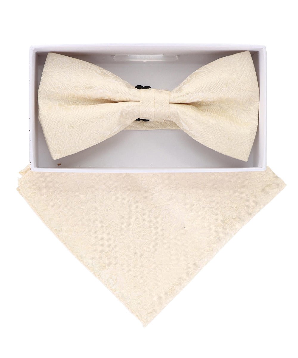 Vittorio Farina Men's Metallic Design Bow Tie &amp; Pocket Square in Gift Box - bhm - 075 - Classy Cufflinks