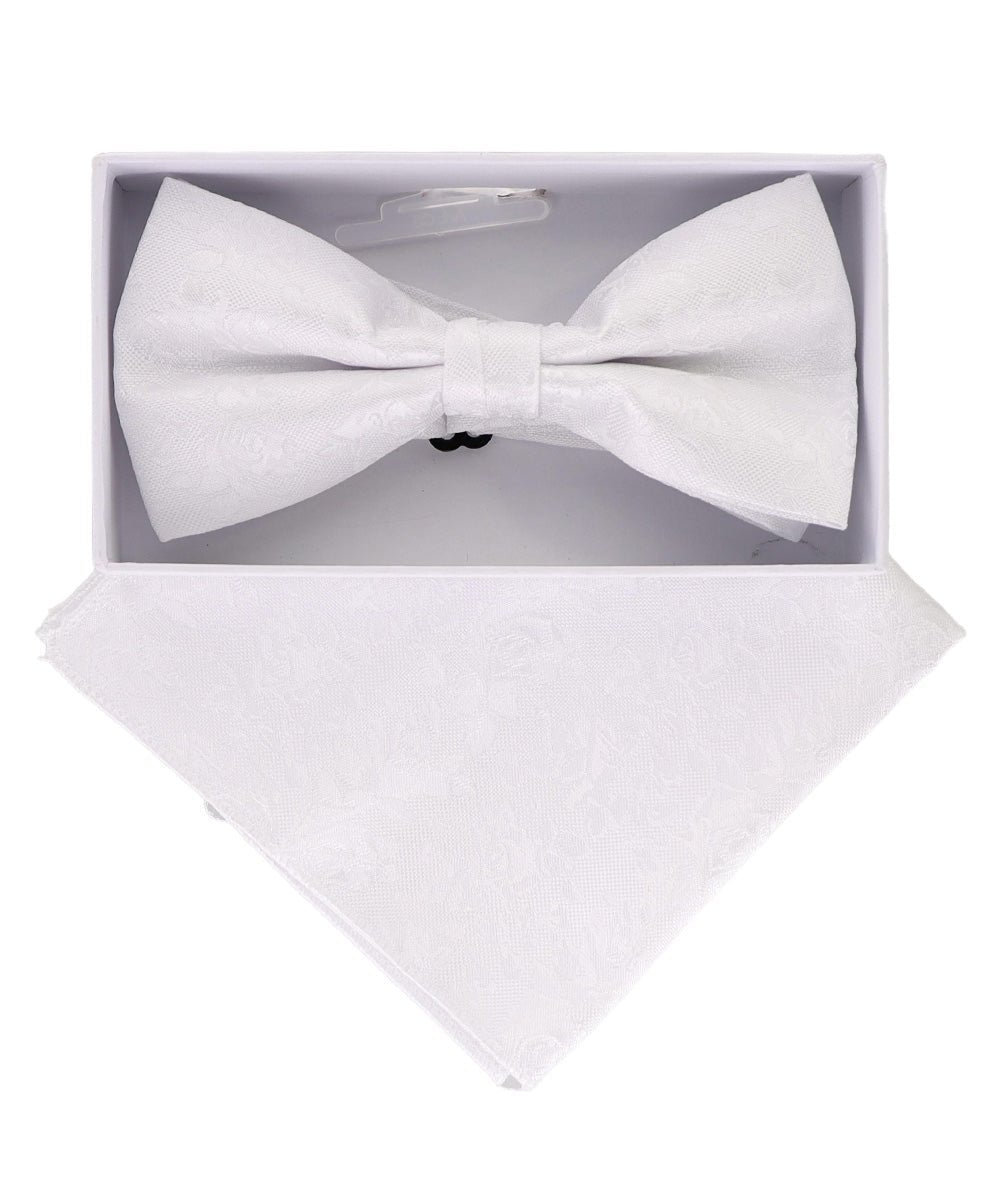 Vittorio Farina Men's Metallic Design Bow Tie &amp; Pocket Square in Gift Box - bhm - 076 - Classy Cufflinks