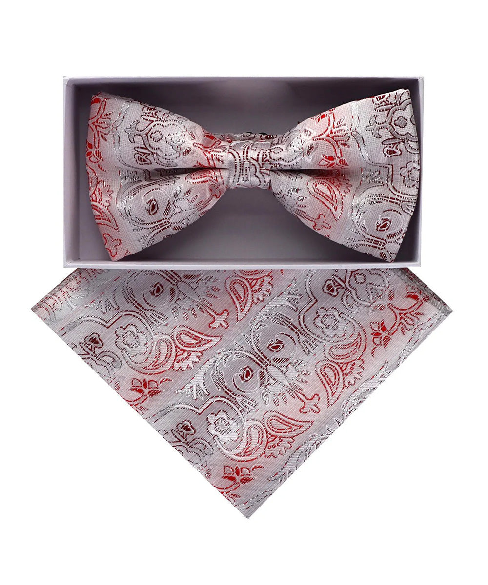 Vittorio Farina Men's Metallic Design Bow Tie &amp; Pocket Square in Gift Box