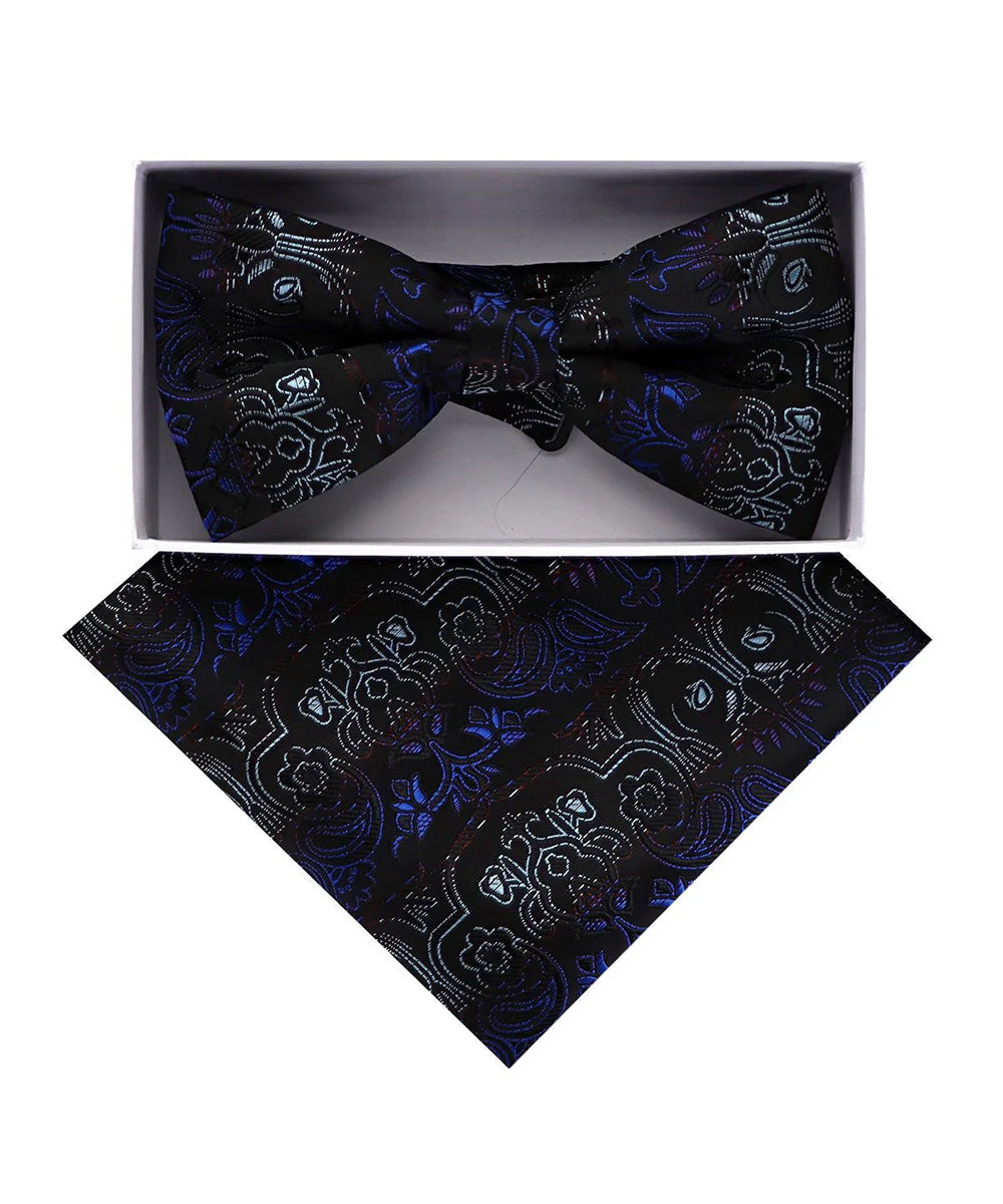 Vittorio Farina Men's Metallic Design Bow Tie &amp; Pocket Square in Gift Box