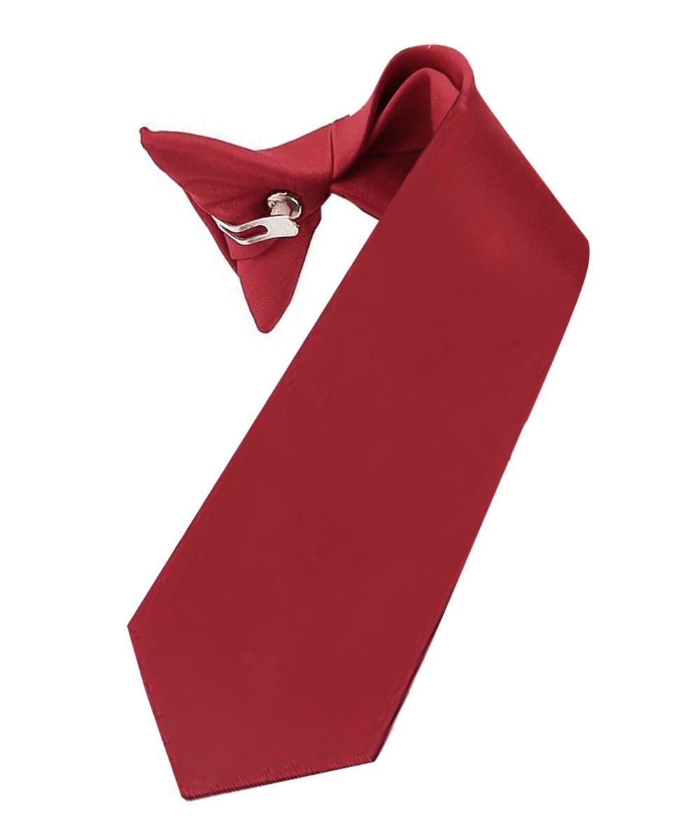 Vittorio Farina Boy's Satin Clip Necktie - boys clip burgundy 16in - Classy Cufflinks