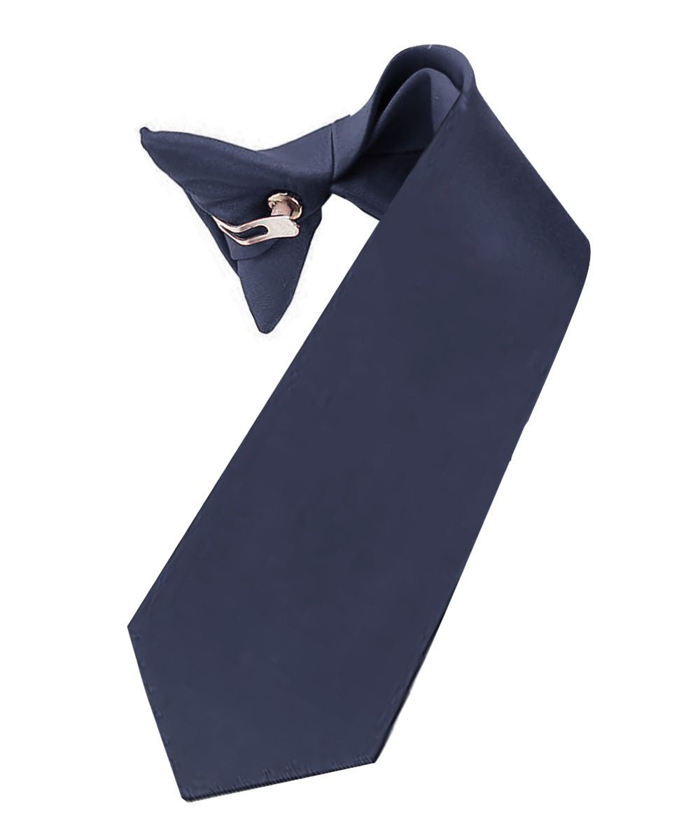 Vittorio Farina Boy's Satin Clip Necktie - boys clip navy 16in - Classy Cufflinks