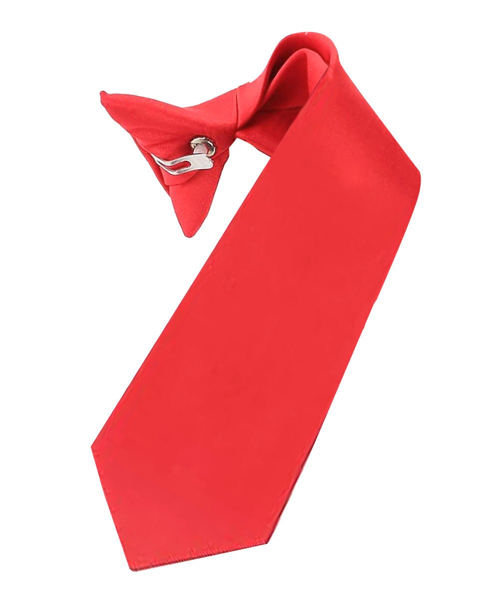 Vittorio Farina Boy's Satin Clip Necktie - boys clip red 16in - Classy Cufflinks