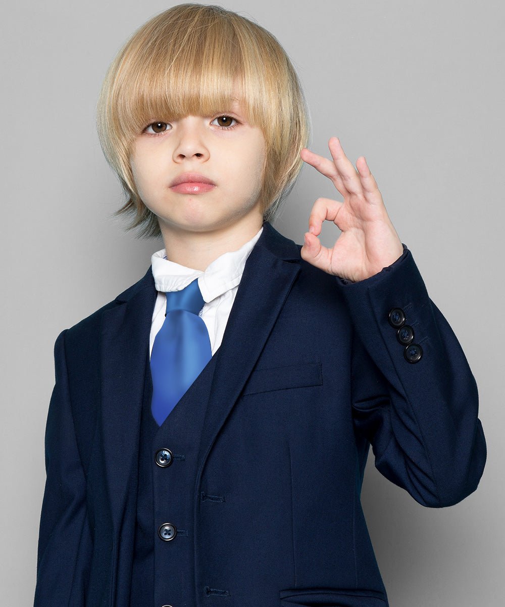 Vittorio Farina Boy's Satin Clip Necktie - boys clip royal 16in - Classy Cufflinks
