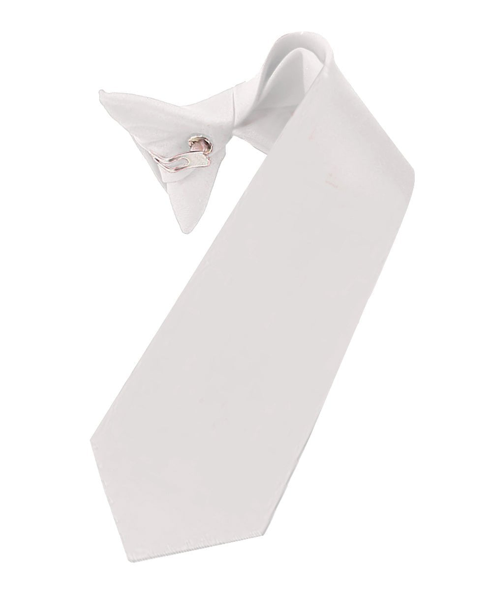 Vittorio Farina Boy's Satin Clip Necktie - boys clip white 16in - Classy Cufflinks