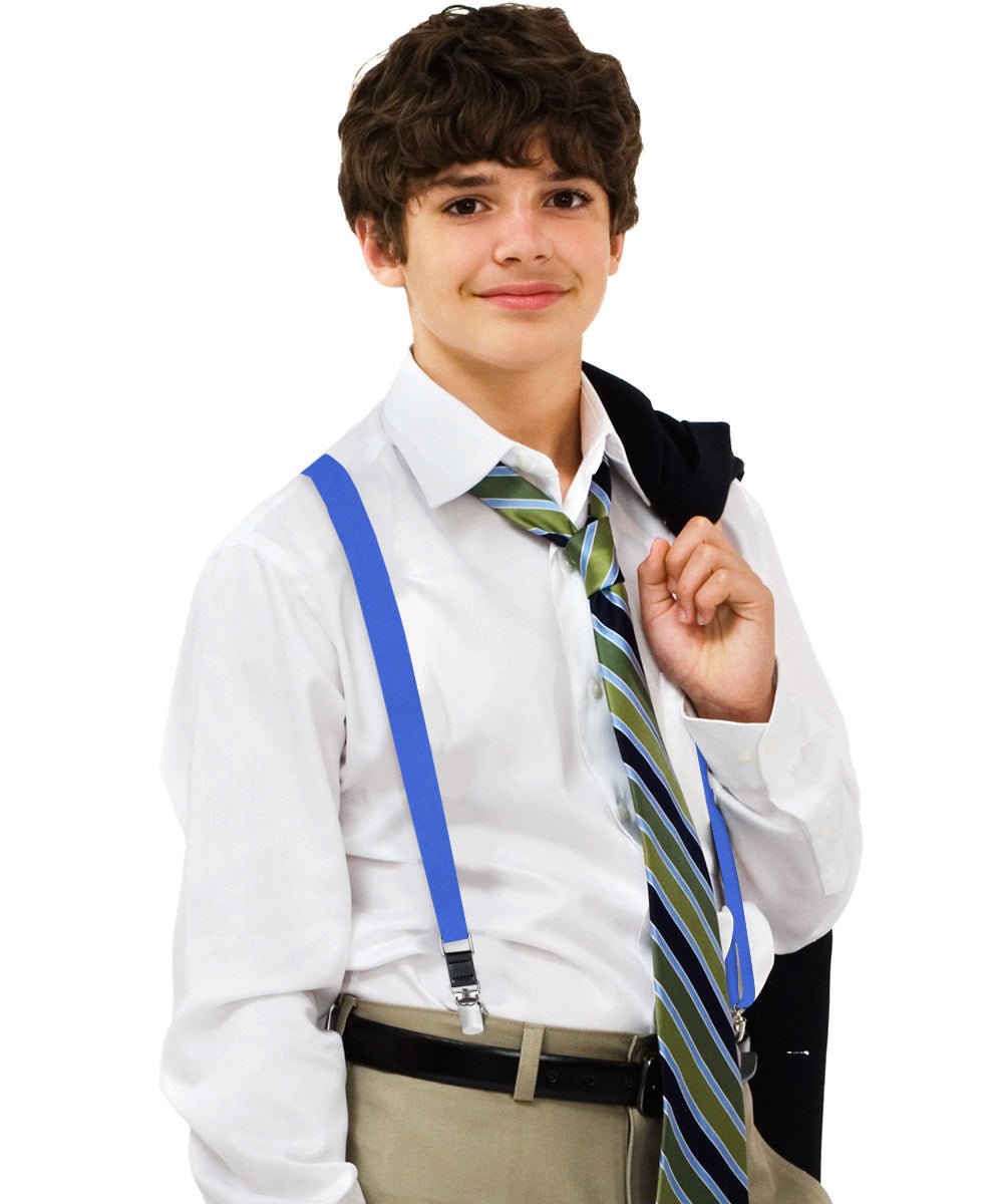 Vittorio Farina Boy's Clip End Suspender with Silver Hardware in Gift Box: 70% Polyester &amp; 30% - boys - suspender - royal - Classy Cufflinks