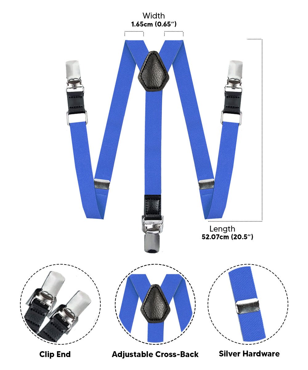 Vittorio Farina Boy's Clip End Suspender with Silver Hardware in Gift Box: 70% Polyester &amp; 30% - boys - suspender - royal - Classy Cufflinks