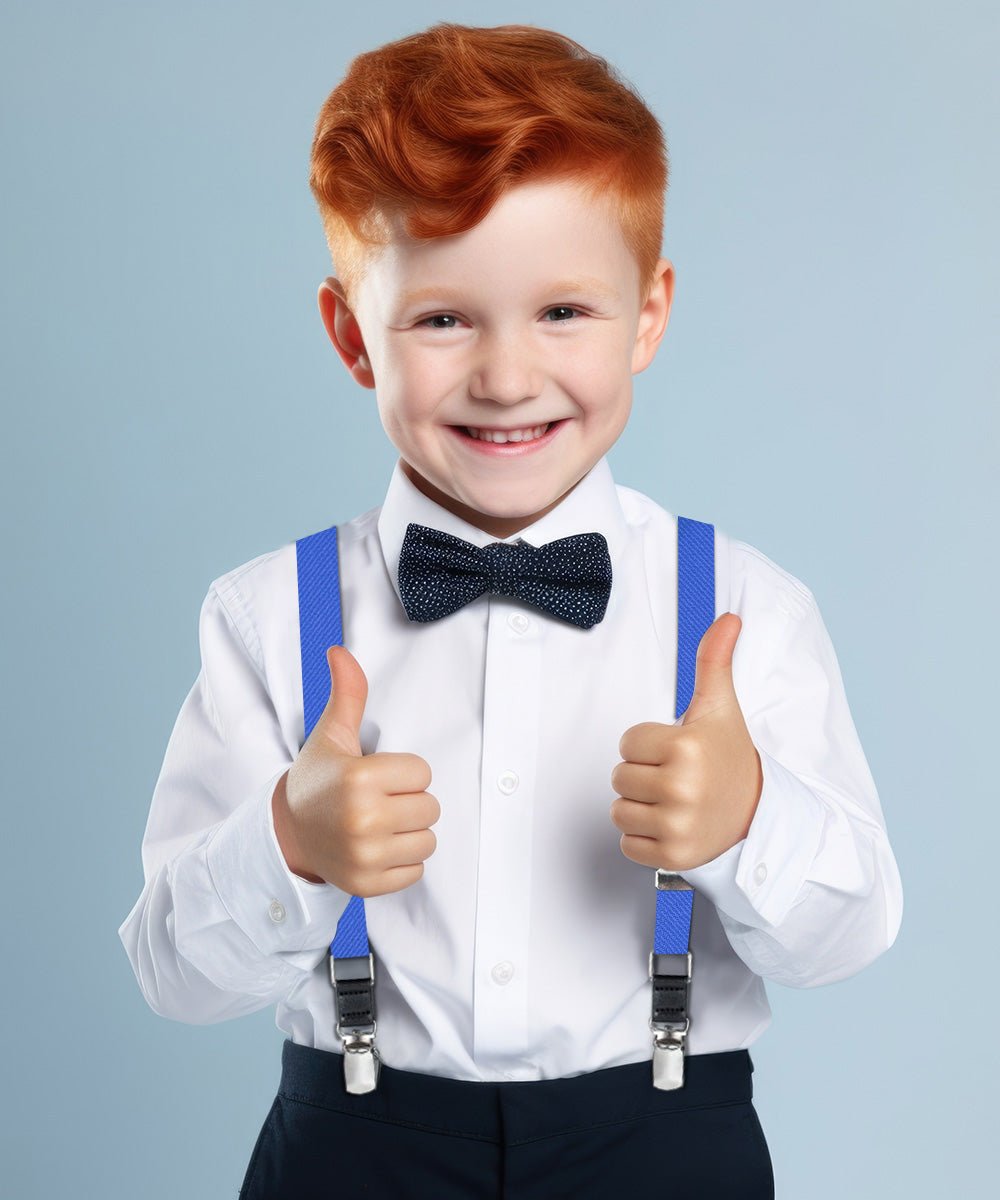 Vittorio Farina Boy's Clip End Suspender with Silver Hardware in Gift Box: 70% Polyester &amp; 30% - boys - suspender - royal - Classy Cufflinks