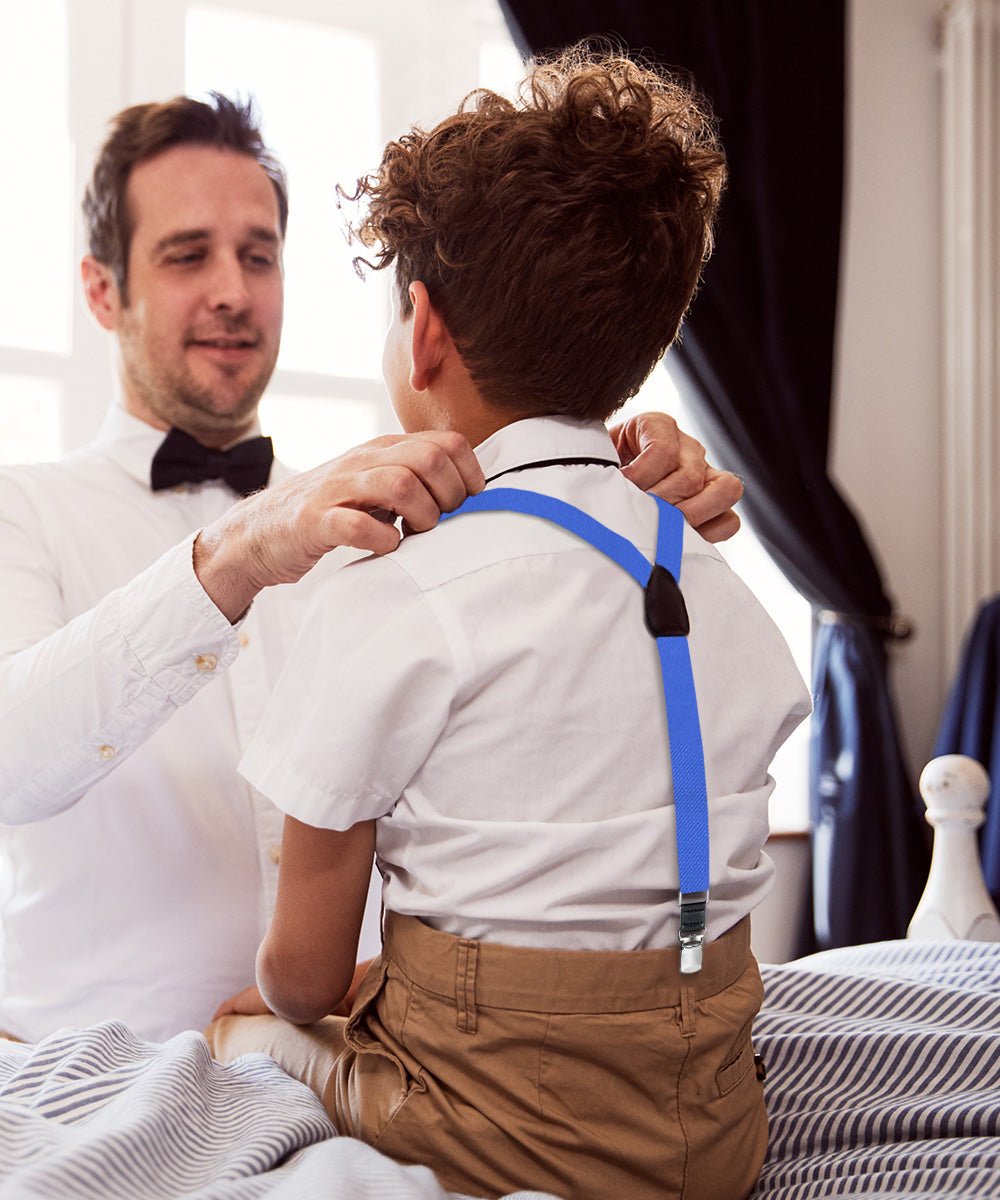 Vittorio Farina Boy's Clip End Suspender with Silver Hardware in Gift Box: 70% Polyester &amp; 30% - boys - suspender - royal - Classy Cufflinks