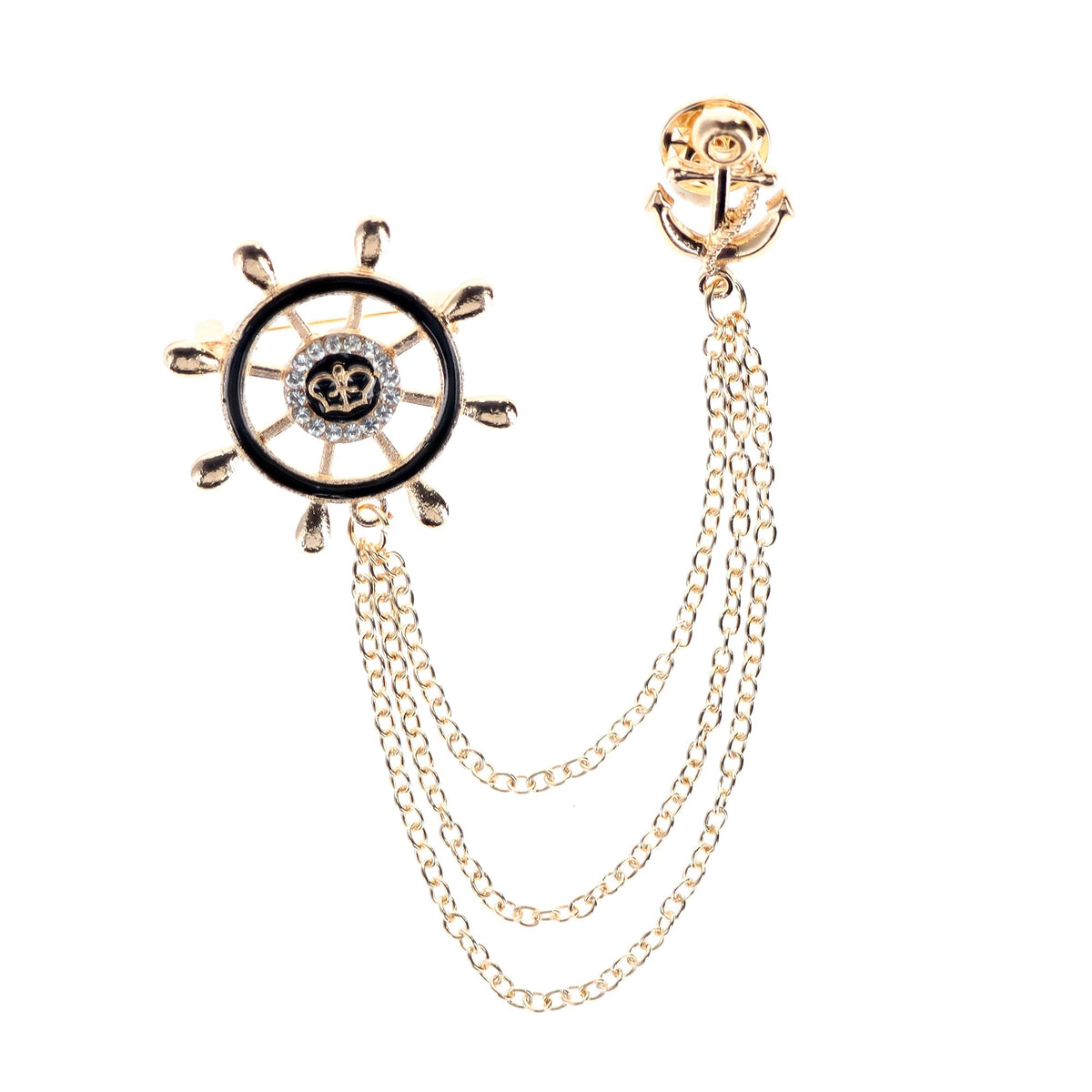 Vittorio Vico Men's Design Brooch in Gift Box - brooch - shipwheel - gold - Classy Cufflinks