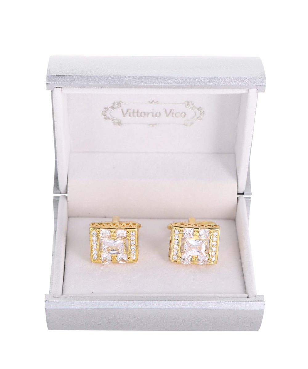 Vittorio Vico Gold Iced Wedding Cufflinks in Gift Box: CL100x Series