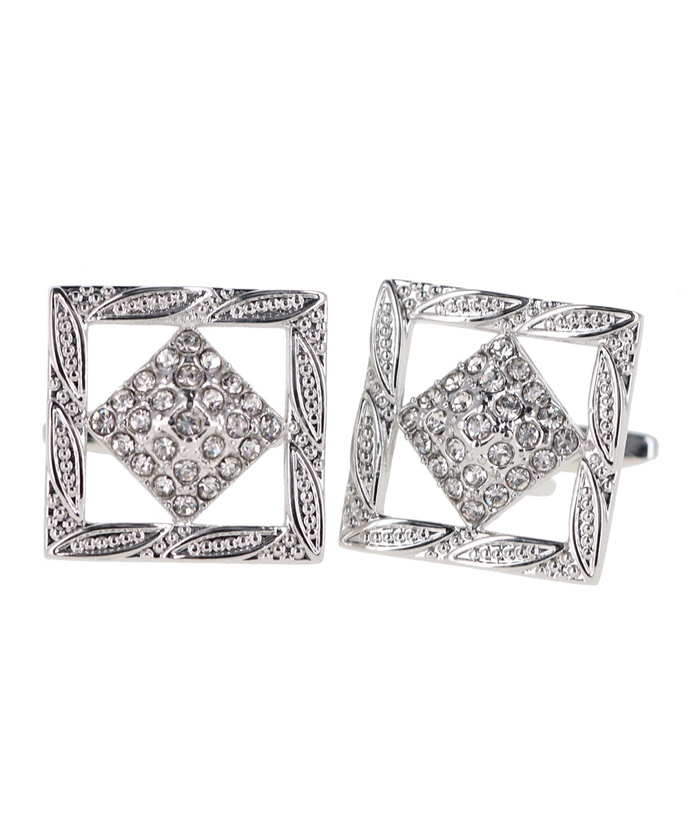 Vittorio Vico Silver Iced Wedding Cufflinks in Gift Box: CL105x Series