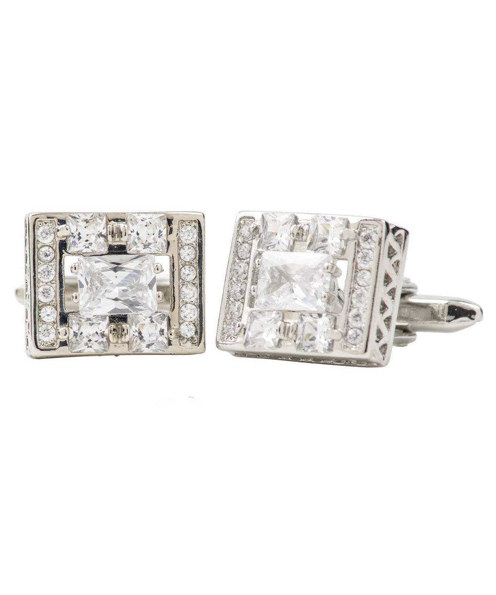 Vittorio Vico Silver Iced Wedding Cufflinks in Gift Box: CL105x Series