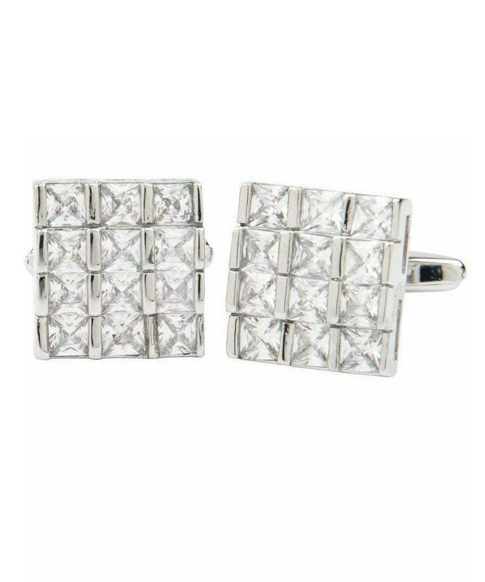 Vittorio Vico Silver Iced Wedding Cufflinks in Gift Box: CL105x Series