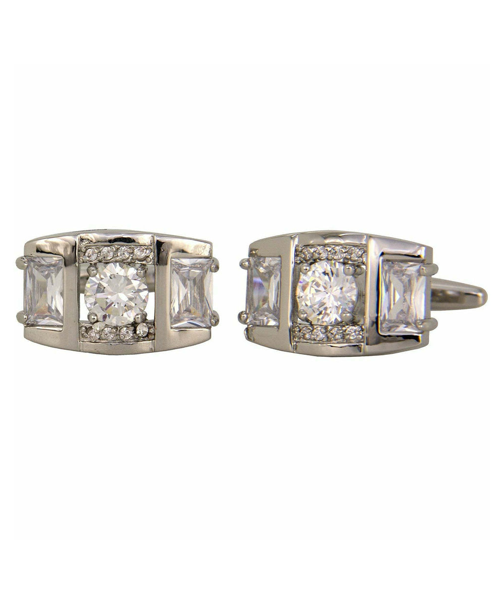 Vittorio Vico Silver Iced Wedding Cufflinks in Gift Box: CL105x Series