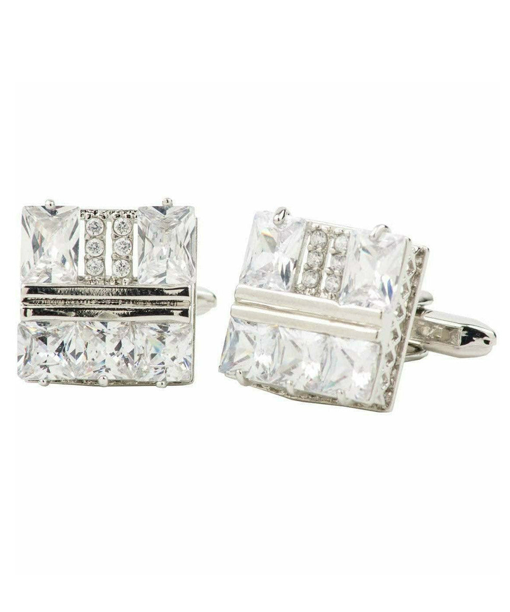 Vittorio Vico Silver Iced Wedding Cufflinks in Gift Box: CL105x Series