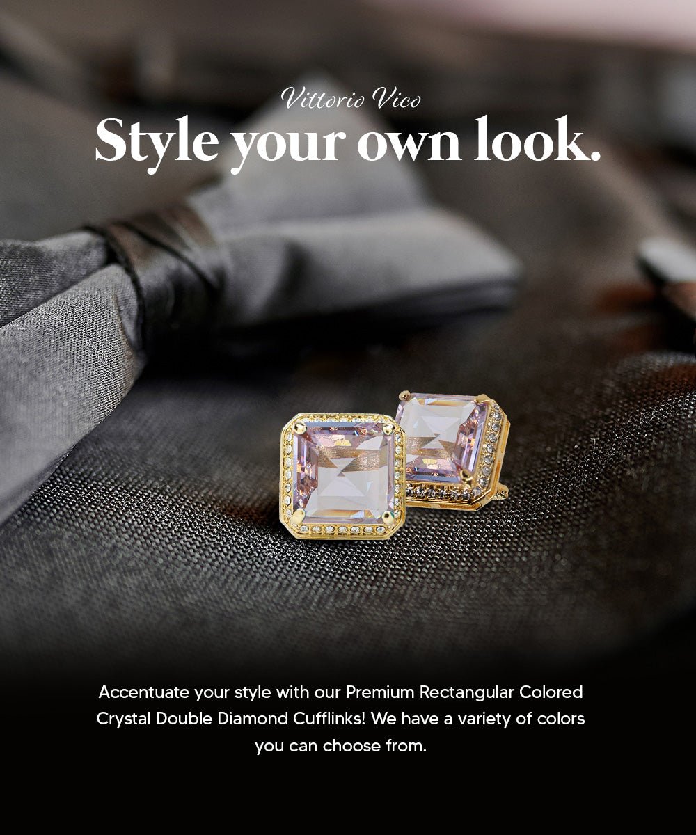 Vittorio Vico Large Big Square Crystal Colorstone Cufflinks: CL 70XX Series - CL - 7002 - Classy Cufflinks