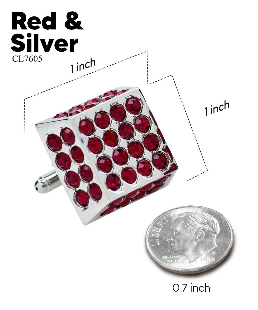 Vittorio Vico Men's Large Square Studded Colored Crystal Cufflinks: CL76XX Series - CL - 7605 - Classy Cufflinks