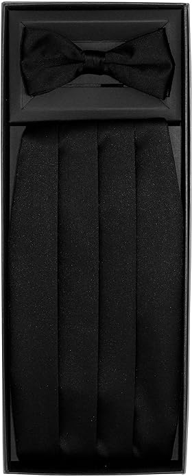 Vittorio Farina Gift Box (Cummerbund &amp; Bow Tie Set) - cummerbund-black - Classy Cufflinks