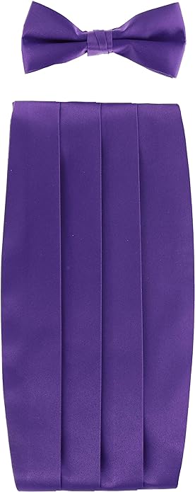 Vittorio Farina Gift Box (Cummerbund & Bow Tie Set) - cummerbund-purple - Classy Cufflinks
