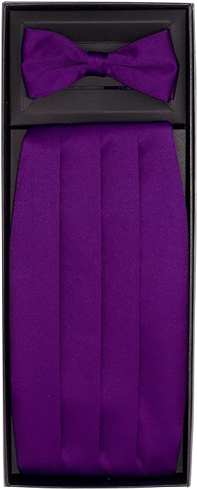 Vittorio Farina Gift Box (Cummerbund & Bow Tie Set) - cummerbund-purple - Classy Cufflinks