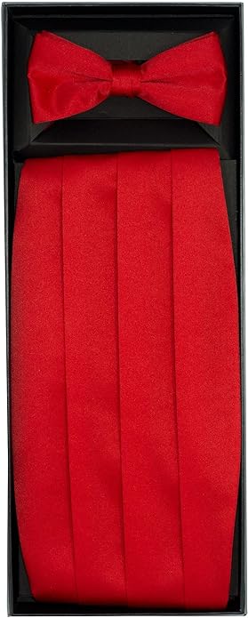 Vittorio Farina Gift Box (Cummerbund & Bow Tie Set) - cummerbund-red - Classy Cufflinks
