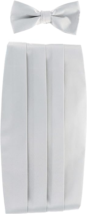 Vittorio Farina Gift Box (Cummerbund & Bow Tie Set) - cummerbund-silver - Classy Cufflinks