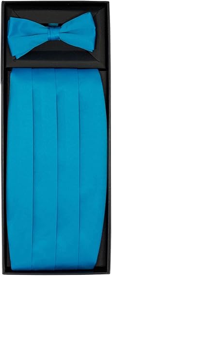 Vittorio Farina Gift Box (Cummerbund &amp; Bow Tie Set) - cummerbund-turquoise - Classy Cufflinks