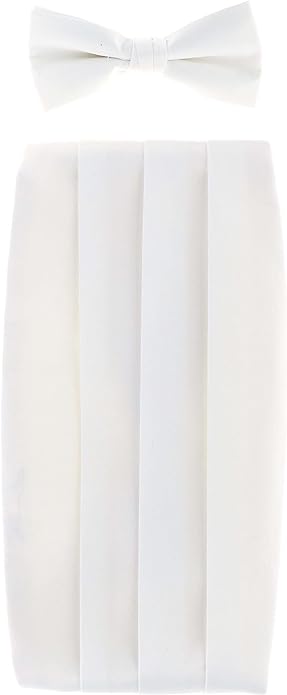 Vittorio Farina Gift Box (Cummerbund & Bow Tie Set) - cummerbund-white - Classy Cufflinks