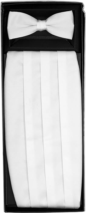 Vittorio Farina Gift Box (Cummerbund &amp; Bow Tie Set) - cummerbund-white - Classy Cufflinks