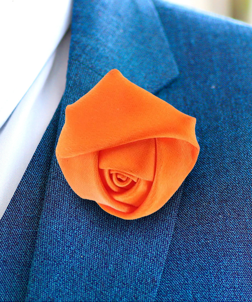 Vittorio Vico Unisex Satin Rose Bud Flower Lapel Pin