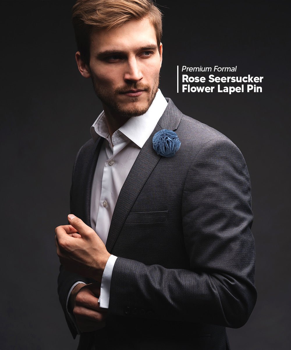 Vittorio Vico Men's Formal Solid Rose Seersucker Flower Lapel Pin: Flower Pin Suit Accessories Pins for Suit or Tuxedo - flower - 1203 - Classy Cufflinks